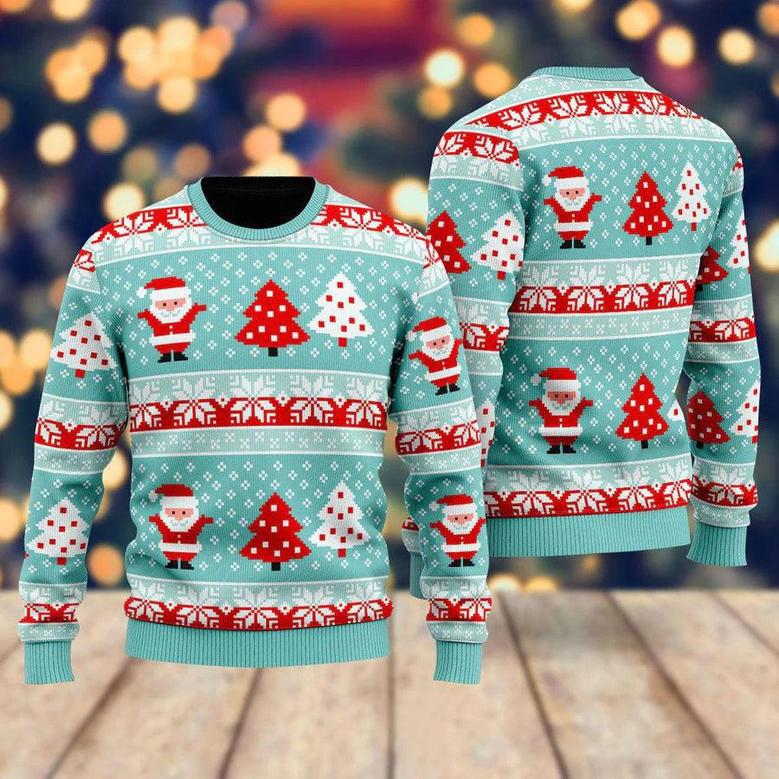 Vintage Santa Light Up Pattern Ugly Christmas Sweater For Men & Women