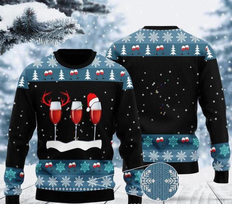 Xmas With Red Wine Ugly Christmas Sweater For Men & Women