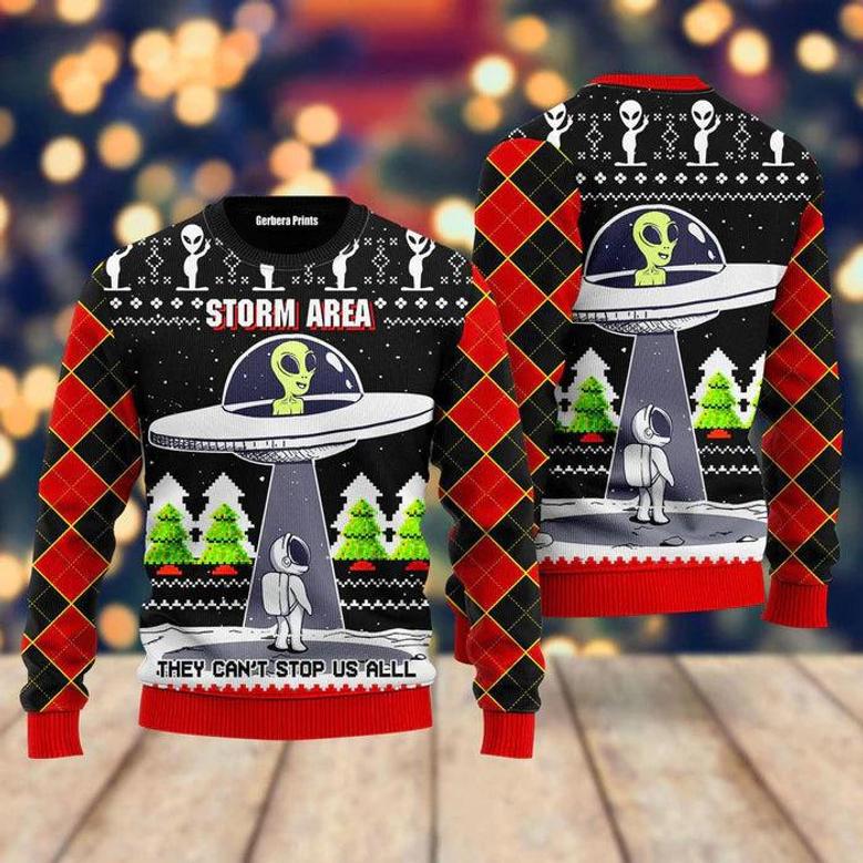 Alien Stop Area Ugly Christmas Sweater For Men & Women