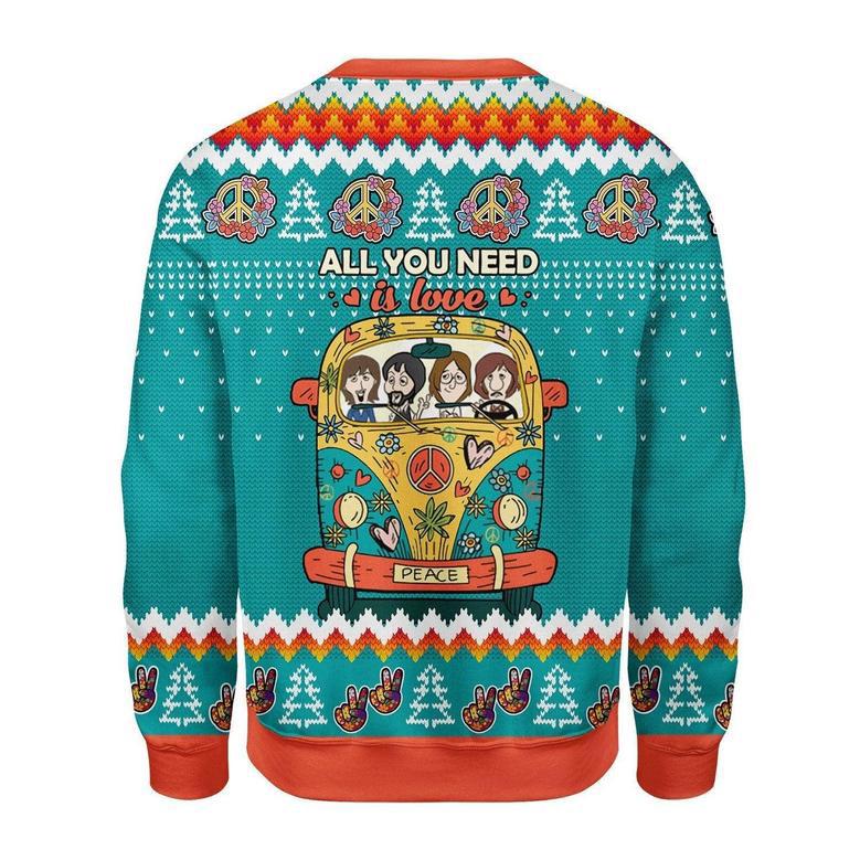 All You Need Is Love Hippie Ugly Christmas Sweater