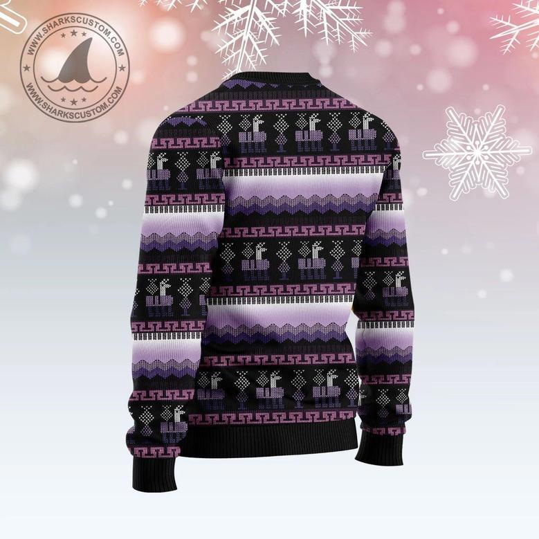 Alpaca Purple Pattern Ugly Christmas Sweater