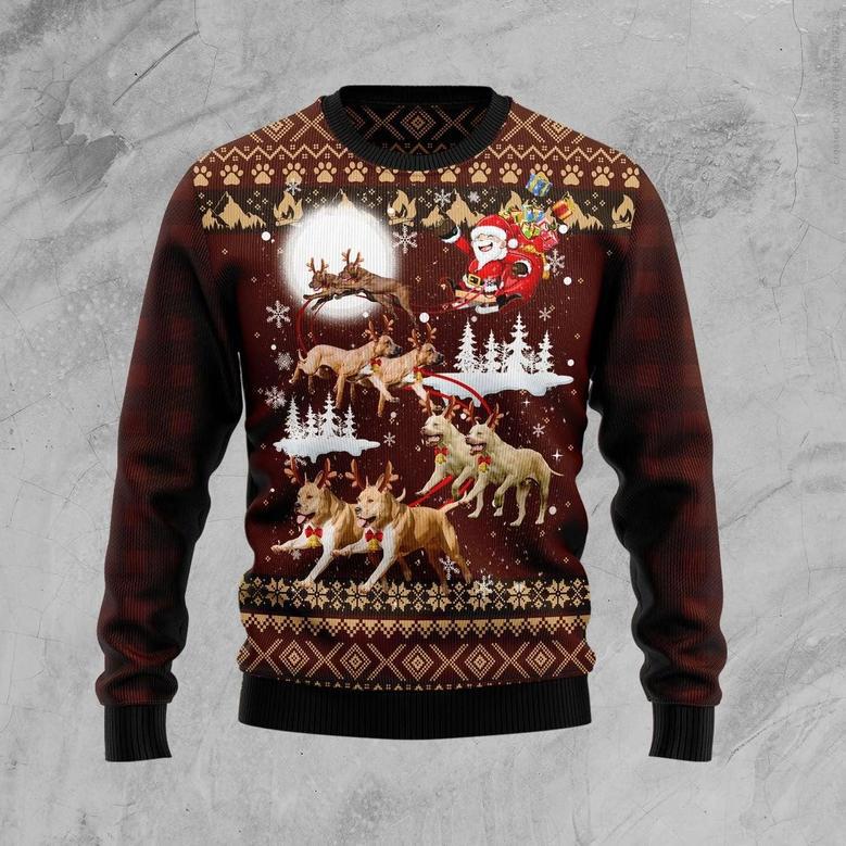 American Pit Bull Terrier Reindeers Car Ugly Christmas Sweater