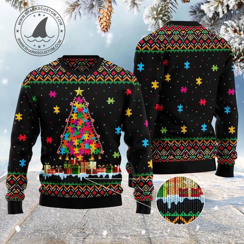 Autism Ugly Christmas Sweater unisex womens & mens, couples matching, friends, funny family sweater gifts 1