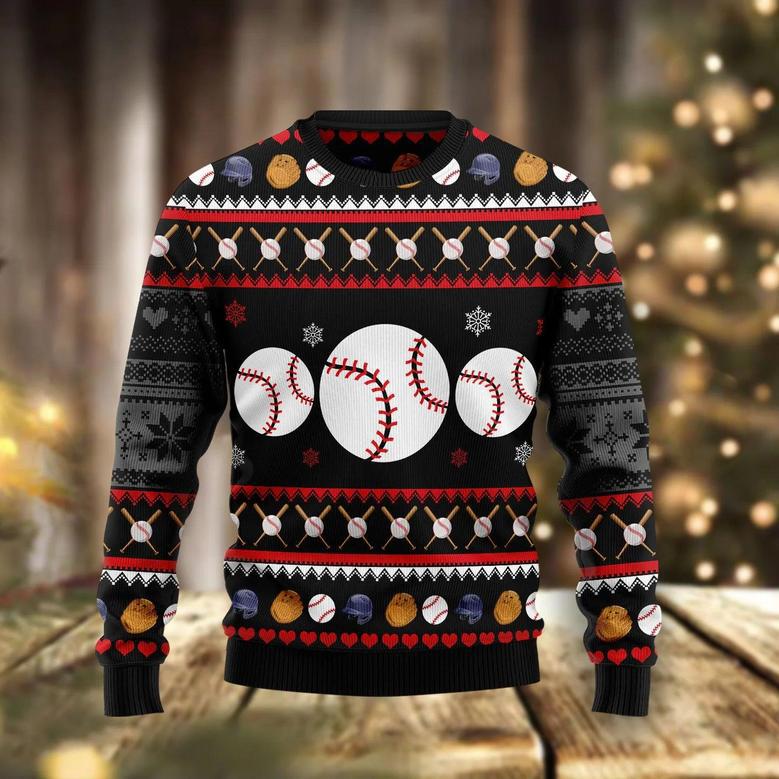 Baseball Balls Christmas unisex womens & mens, couples matching, friends, funny family ugly christmas holiday sweater gifts