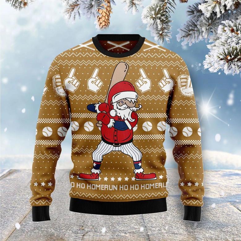 Baseball Ho Ho Homerun Ugly Christmas Sweater 1