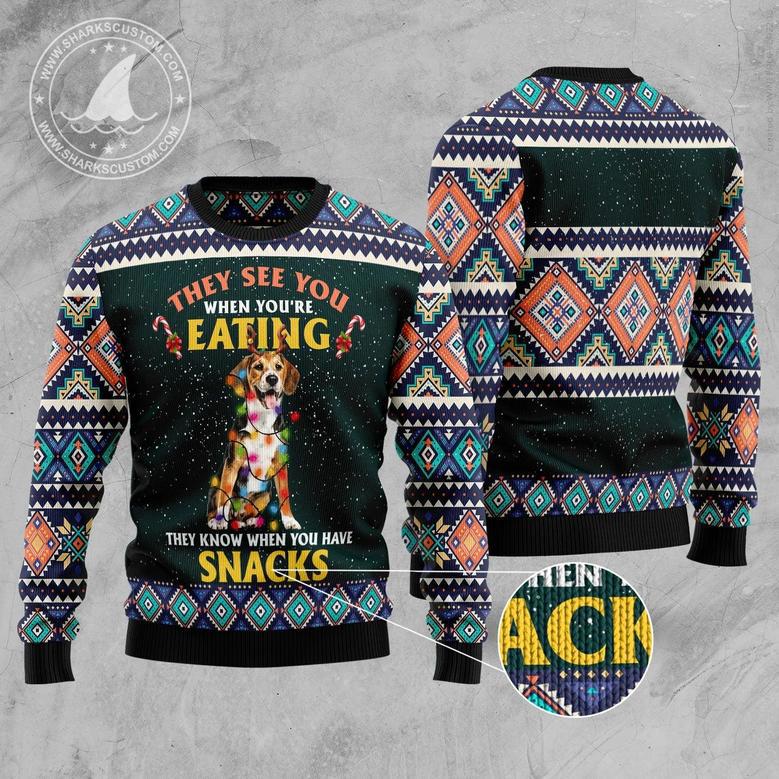 Beagle Snack Ugly Christmas Sweater unisex womens & mens, couples matching, friends, funny family ugly christmas holiday sweater gifts 1