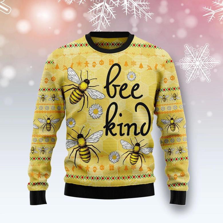 Bee Kind unisex womens & mens, couples matching, friends, funny family ugly christmas holiday sweater gifts