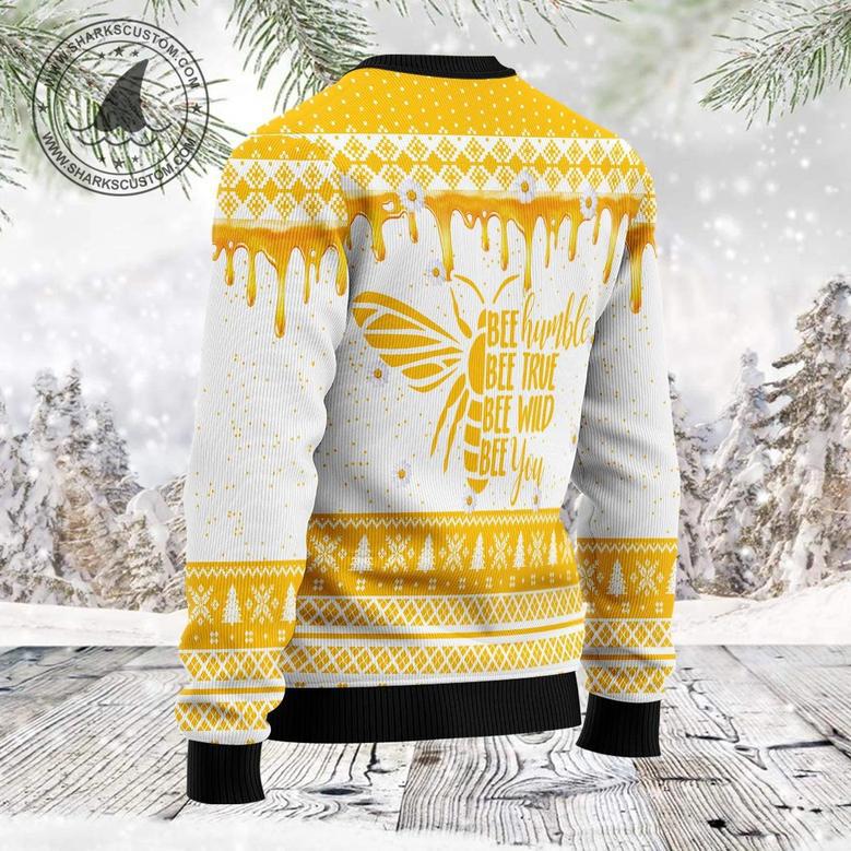 Bee Merry unisex womens & mens, couples matching, friends, bee lover, funny family ugly christmas holiday sweater gifts 1