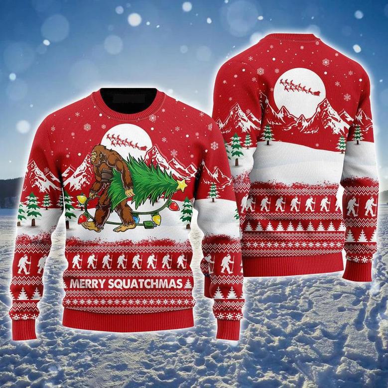 Bigfoot Merry Squatchmas Ugly Sweater, Christmas Ugly Sweater, Santa Claus Ugly Sweater For Men & Women