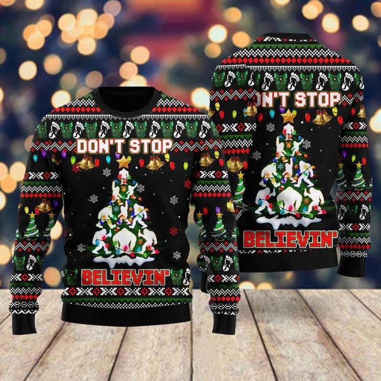 Bigfoot Xmas Dont Stop Believe In Ugly Christmas Sweater For Men & Women