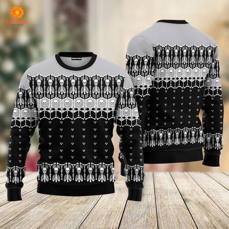 Black And White Skeleton Ugly Christmas Sweater For Men & Women