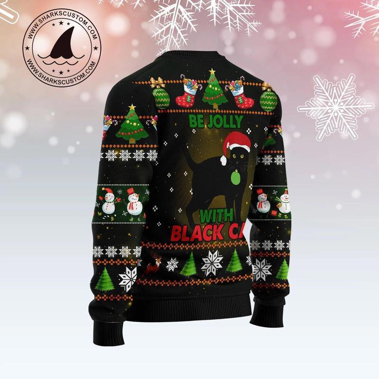 Black Cat Be Jolly Ugly Christmas Sweater