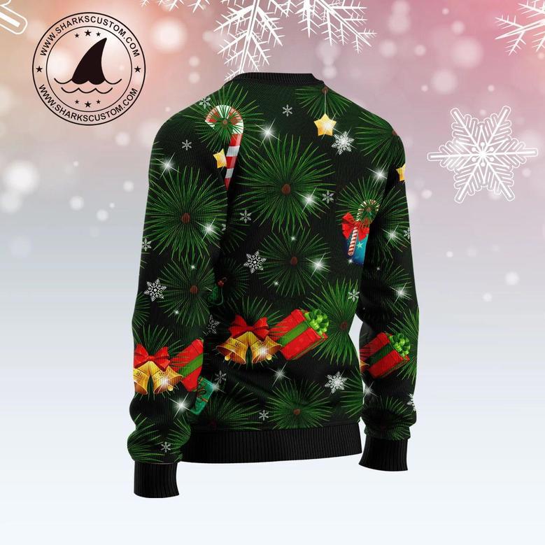 Black Cat Inside Tree Ugly Christmas Sweater