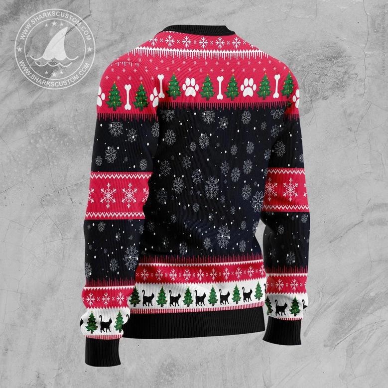 Black Cat Light Ugly Christmas Sweater