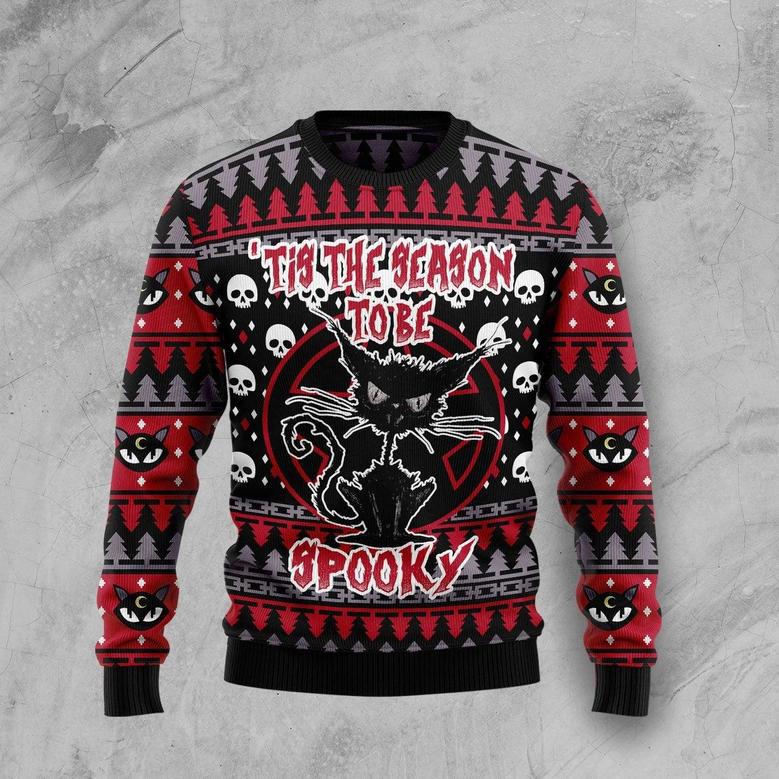 Black Cat Spooky Halloween Ugly Christmas Sweater