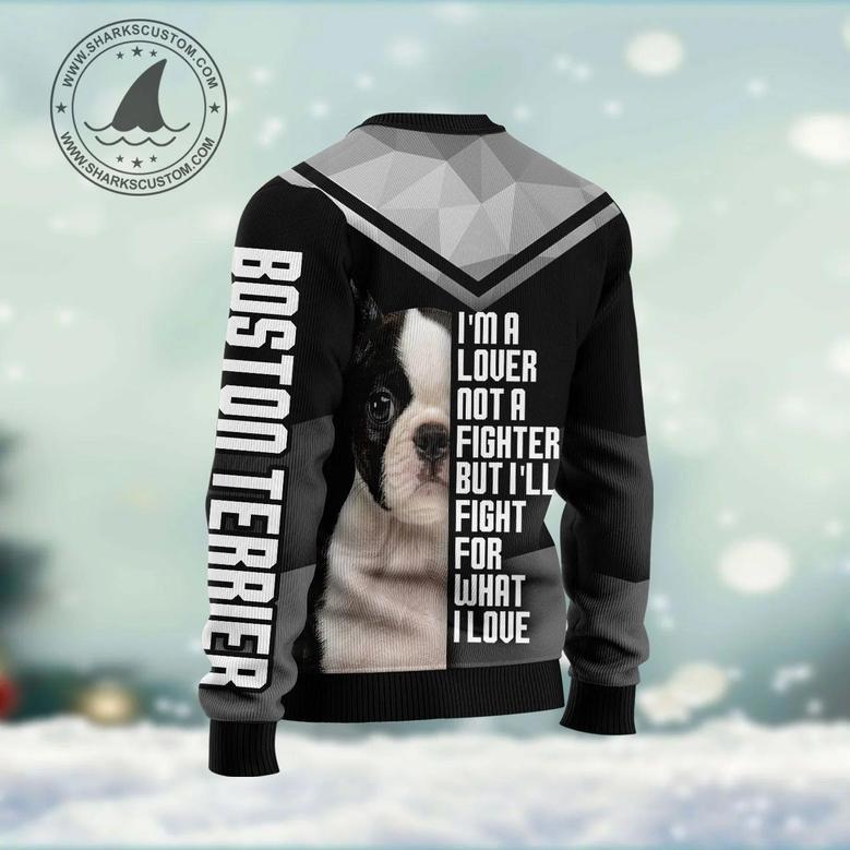 Boston Terrier unisex womens & mens, couples matching, friends, funny family ugly christmas holiday sweater gifts