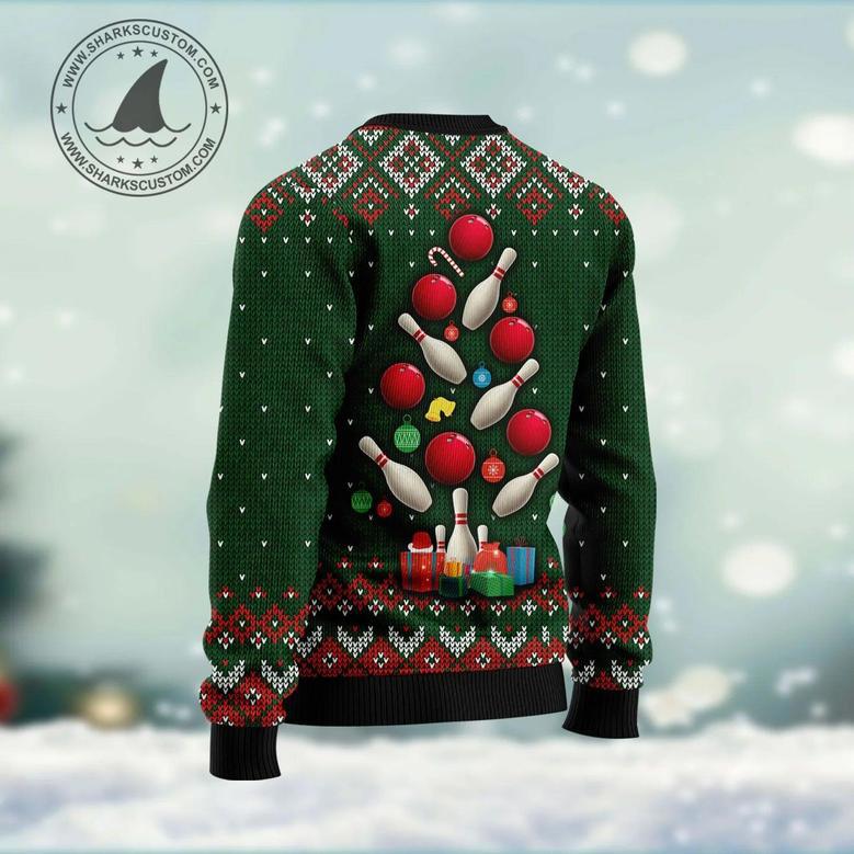 Bowling Rollin' With My Snowmies Ugly Christmas Sweater unisex womens & mens, couples matching, friends, funny family sweater gifts