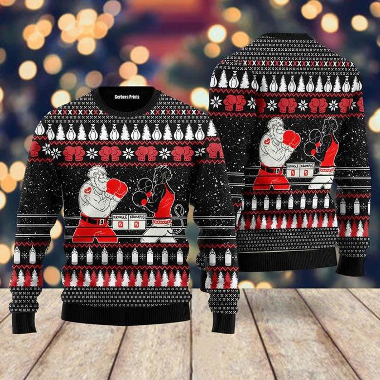 Boxing Santa And Krampus Ugly Christmas Sweater For Men & Women