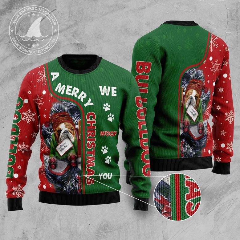 Bulldog Ugly Christmas Sweater unisex womens & mens, couples matching, friends, funny family sweater gifts 1