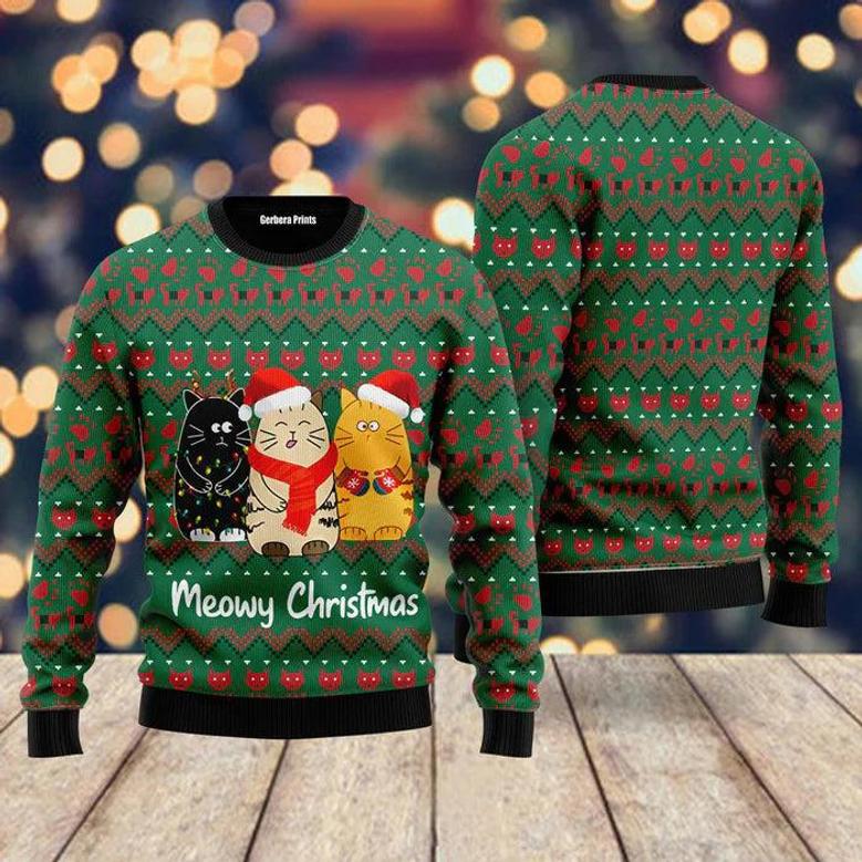 Cat Meowy Ugly Christmas Sweater For Men & Women