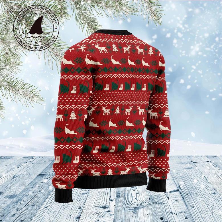 Cat Naughty Pine Ugly Christmas Sweater