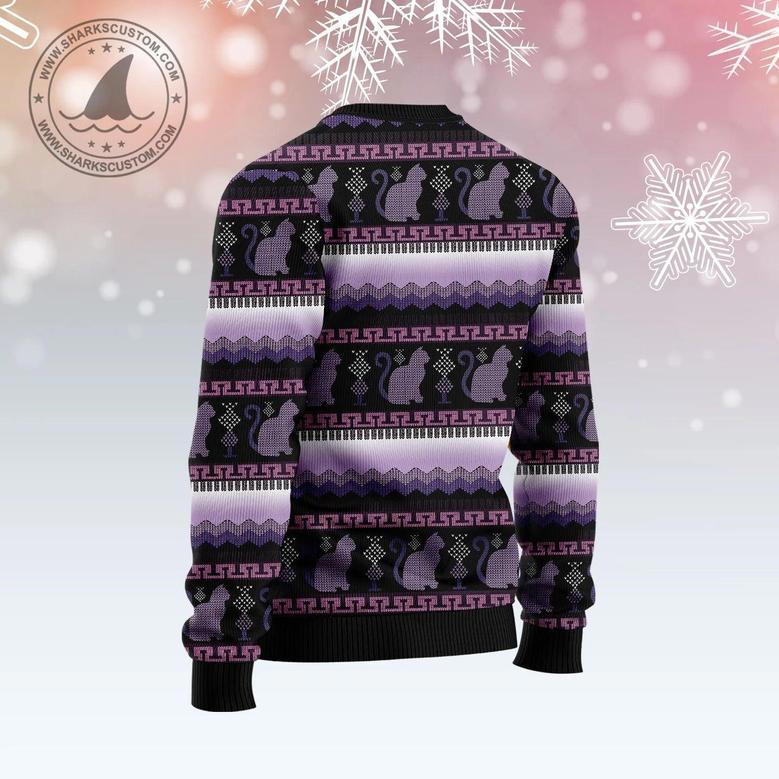 Cat Purple Pattern Ugly Christmas Sweater