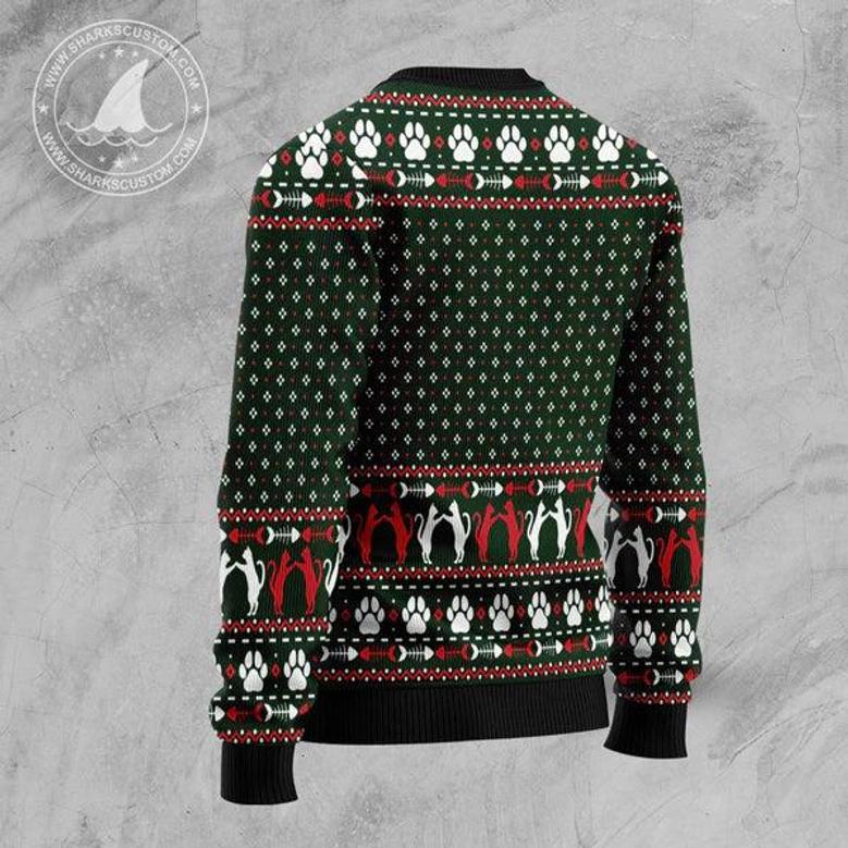 Cat Santa Jaws Ugly Christmas Sweater