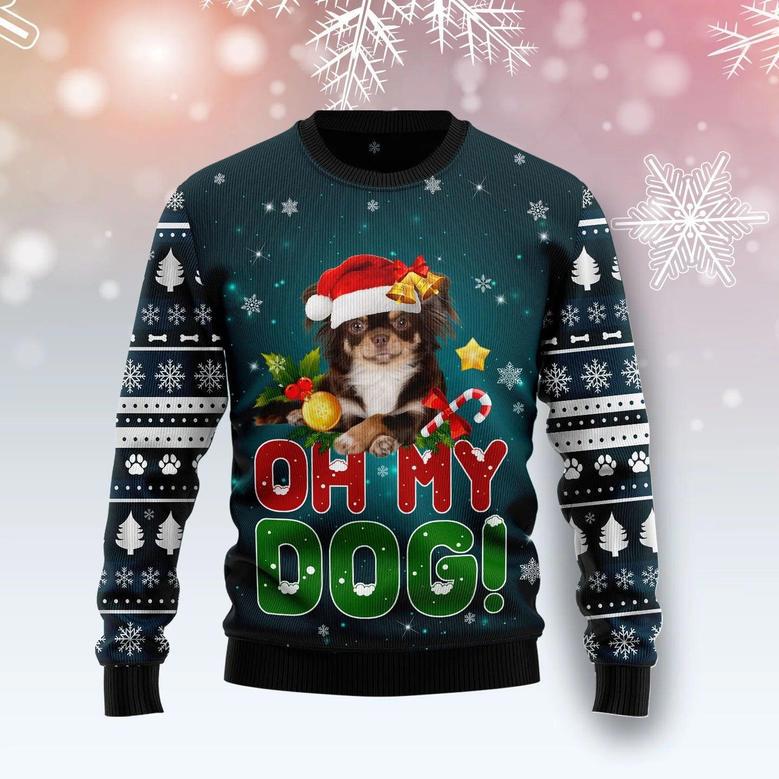 Chihuahua Oh My Dog! unisex womens & mens, couples matching, friends, funny family ugly christmas holiday sweater gifts