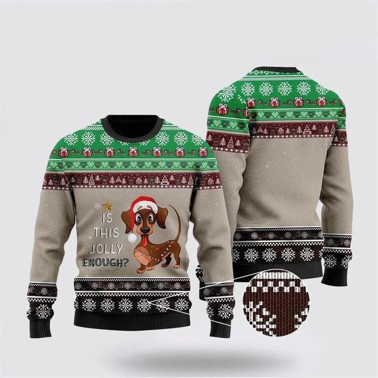 Christmas Dachshund Is This Jolly Enough Ugly Christmas Sweater