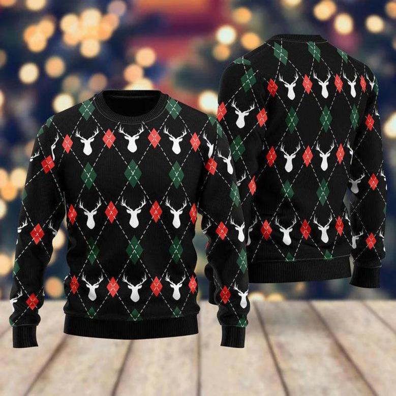 Christmas Deers Argyle Ugly Christmas Sweater For Men & Women