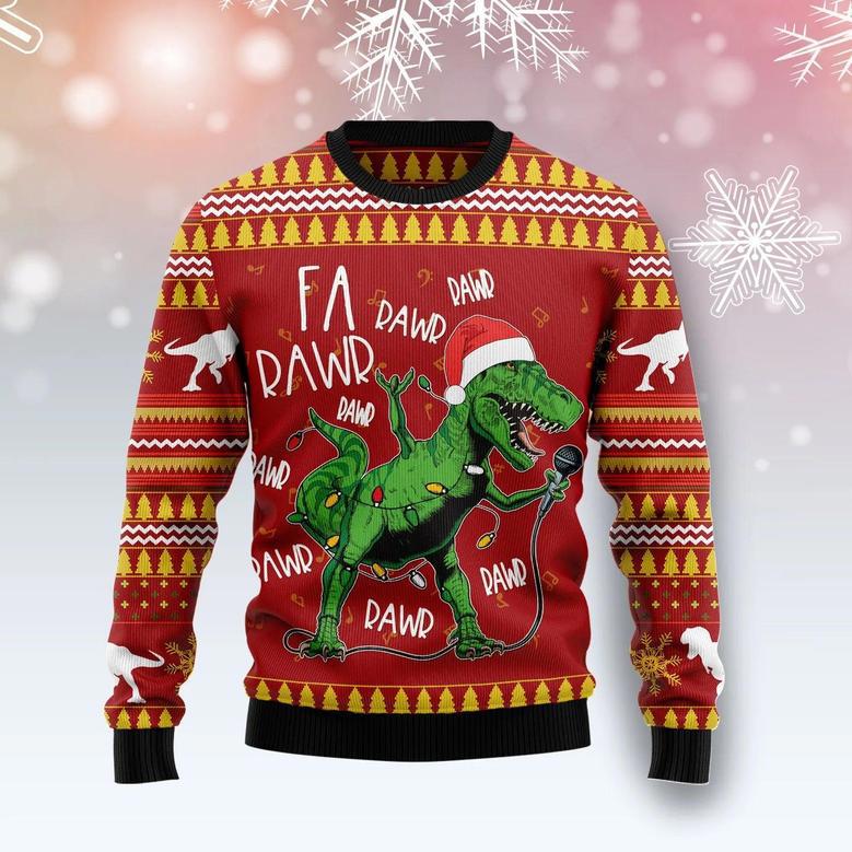 Christmas Singing Dinosaur unisex womens & mens, couples matching, friends, funny family ugly christmas holiday sweater gifts