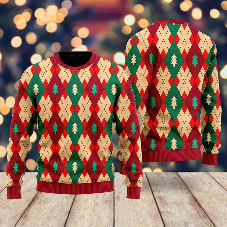 Christmas Tree Love Winter Argyle Ugly Christmas Sweater For Men & Women