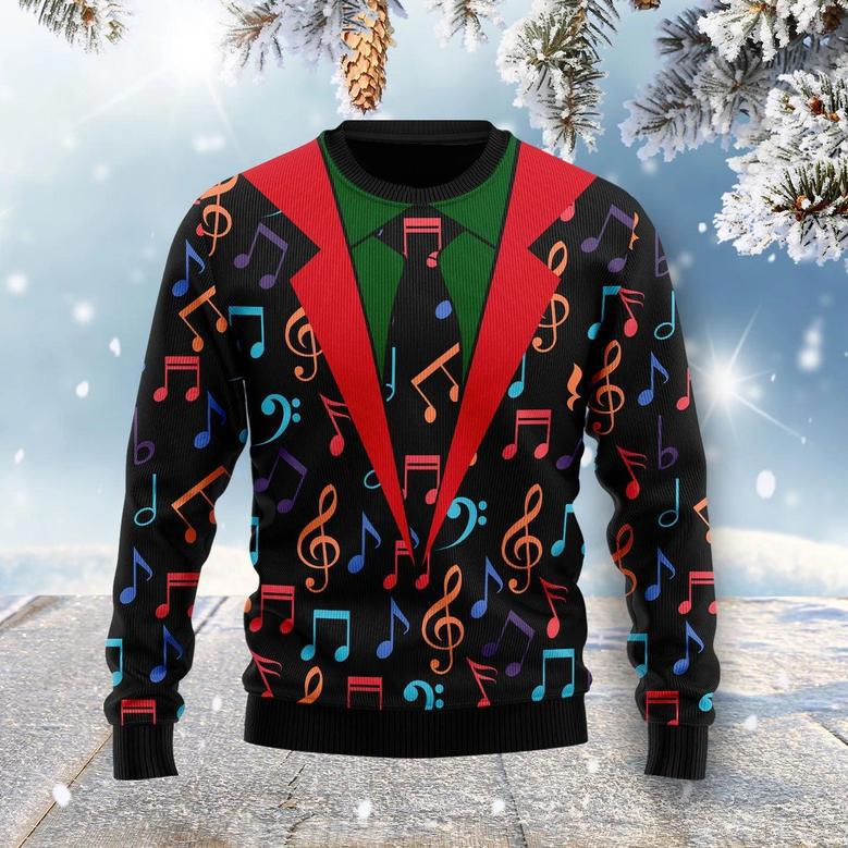 Colorful Music Notes Ugly Christmas Sweater unisex womens & mens, couples matching, friends, funny family sweater gifts