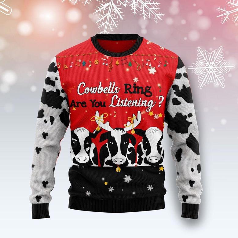 Cow Bell Rings Ugly Christmas Sweater