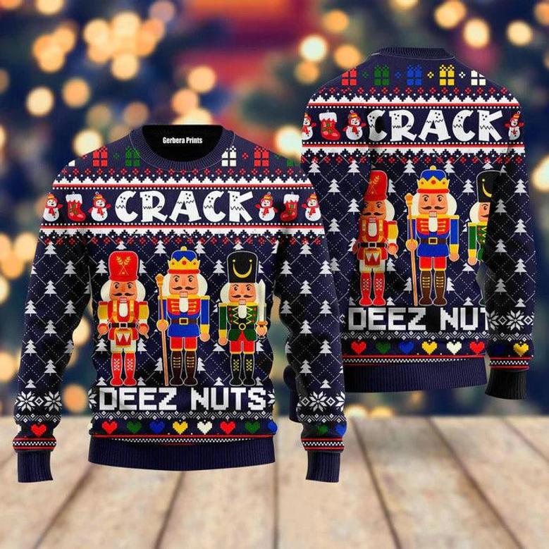 Crack Deez Nuts Nutcracker Ugly Christmas Sweater For Men & Women