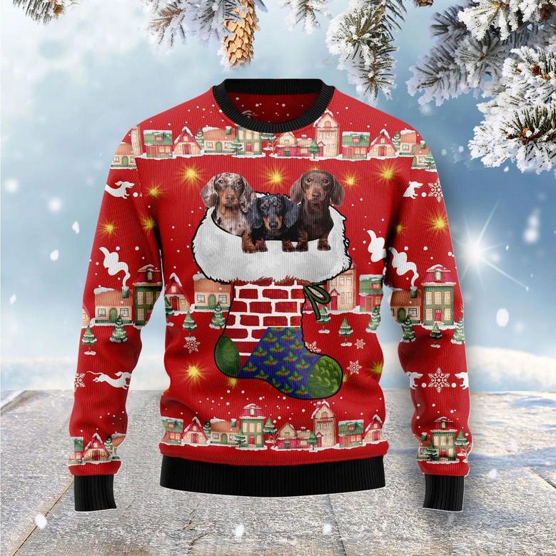 Dachshund Light Up Ugly Christmas Sweater unisex womens & mens, couples matching, friends, dog lover, funny family sweater gifts.