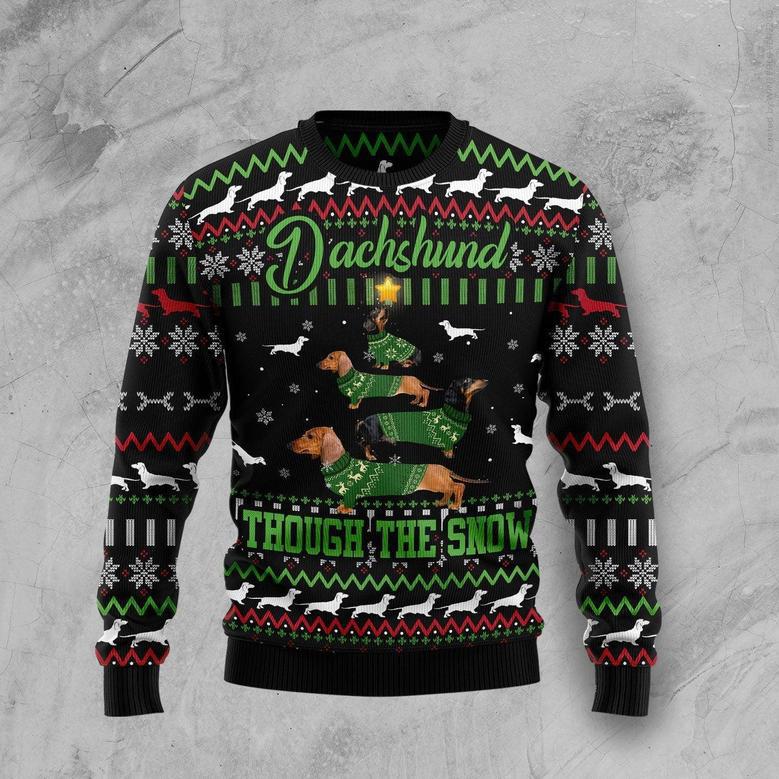 Dachshund Through Snow Christmas Ugly Christmas Sweater