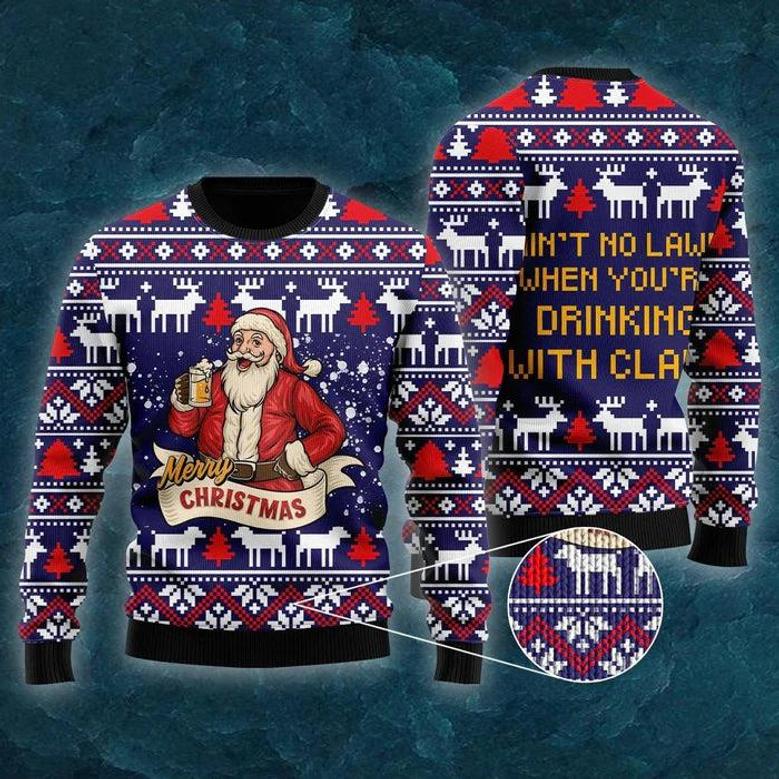 Drinking With Claus Ugly Christmas Sweater For Men & Women