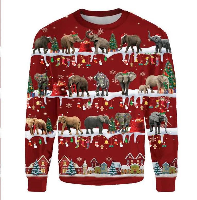 Elephant Christmas Tree Sweatshirt Ugly Christmas Sweater Gift For Elephant Lover Best Xmas Present