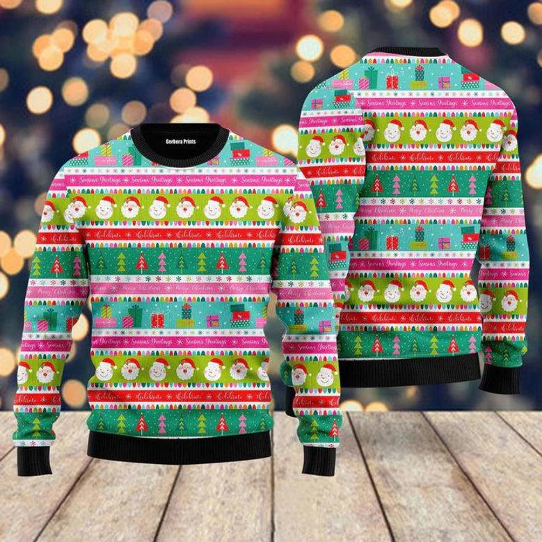 Festive Christmas Be Mery Yall Pattern Ugly Christmas Sweater For Men & Women