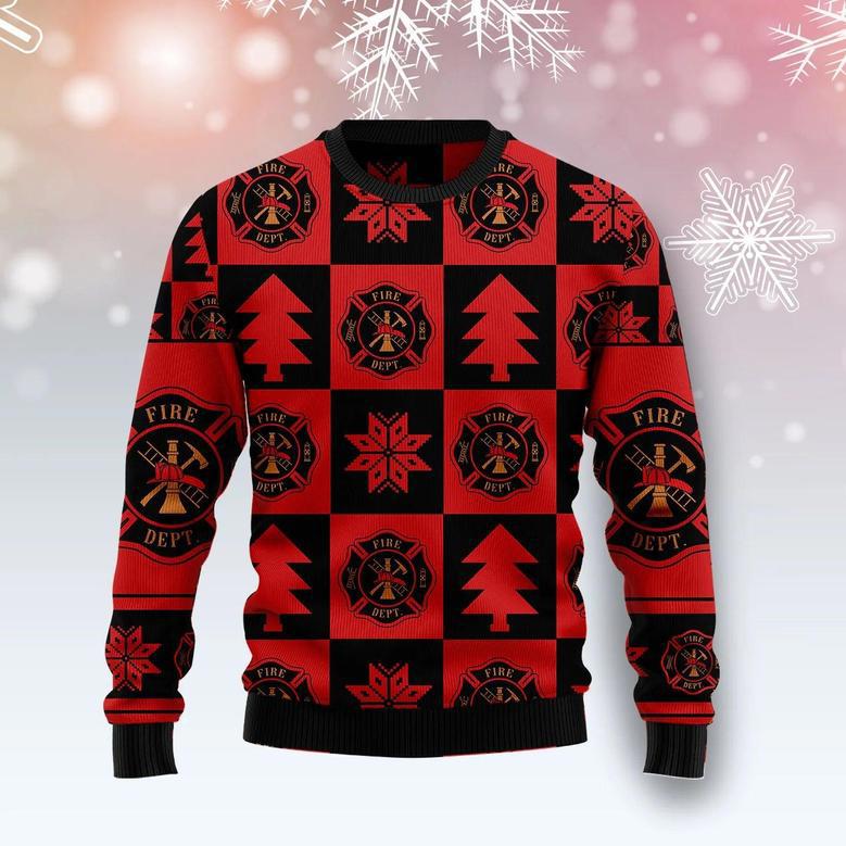 Firefighter Christmas Pattern Ugly Christmas Sweater