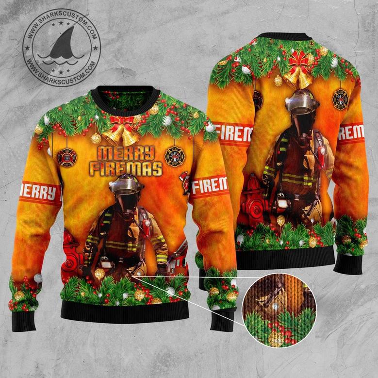 Firefighter unisex womens & mens, couples matching, friends, funny family ugly christmas holiday sweater gifts 1