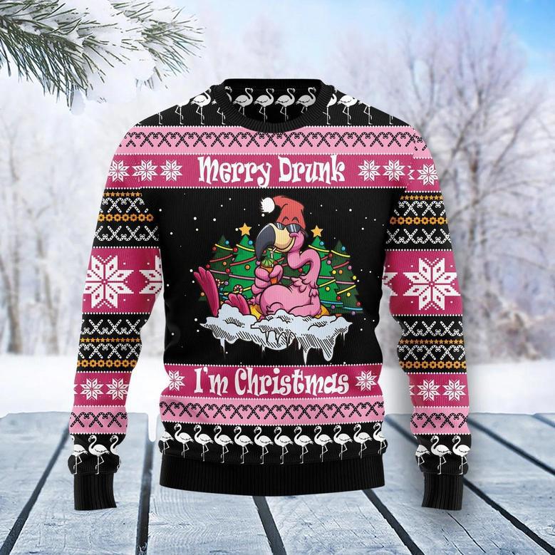 Flamingo Drunk Christmas unisex womens & mens, couples matching, friends, funny family ugly christmas holiday sweater gifts