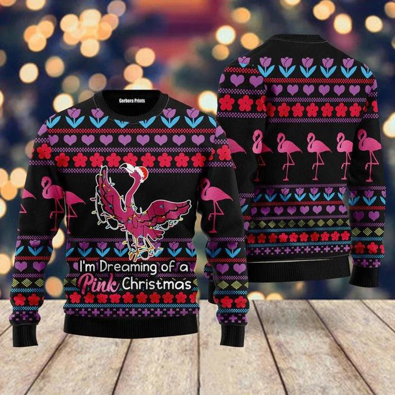 Flamingo Pink Ugly Christmas Sweater For Men & Women