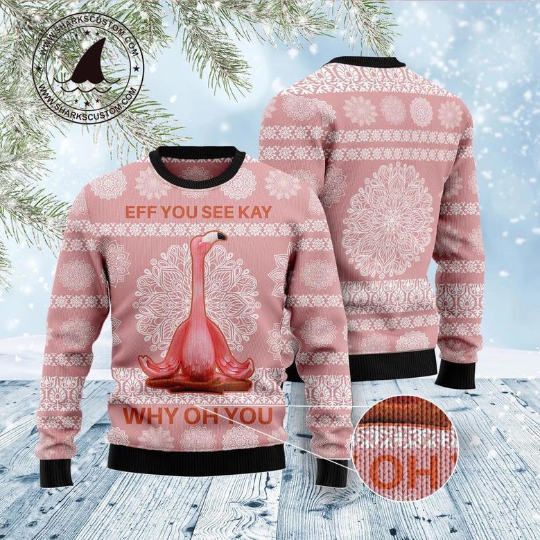 Flamingo Why Oh You Ugly Christmas Sweater