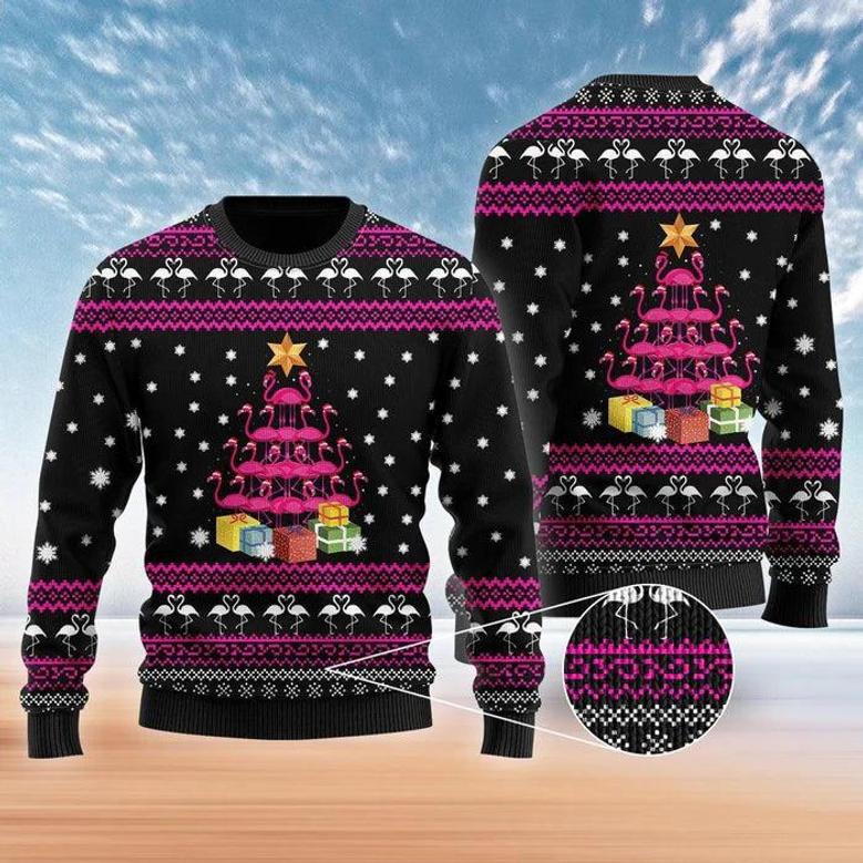 Funny Flamingo Tree Ugly Christmas Sweater For Men & Women 1