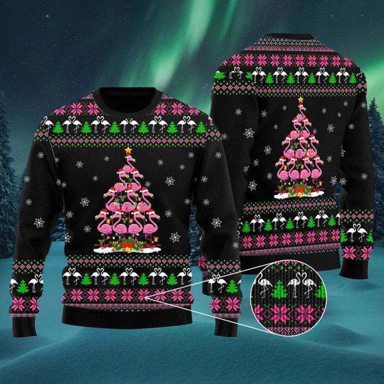 Funny Flamingo Tree Ugly Christmas Sweater For Men & Women Adult