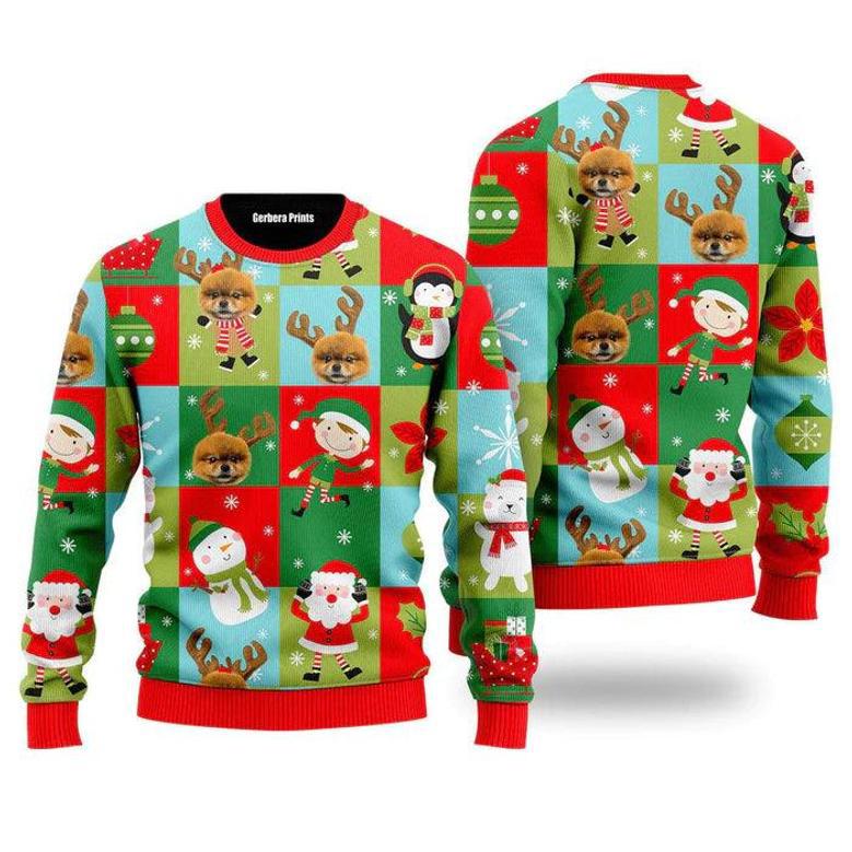 Funny Pomeranian Wears Reindeer In Christmas Holiday Pattern Ugly Christmas Sweater For Men & Women