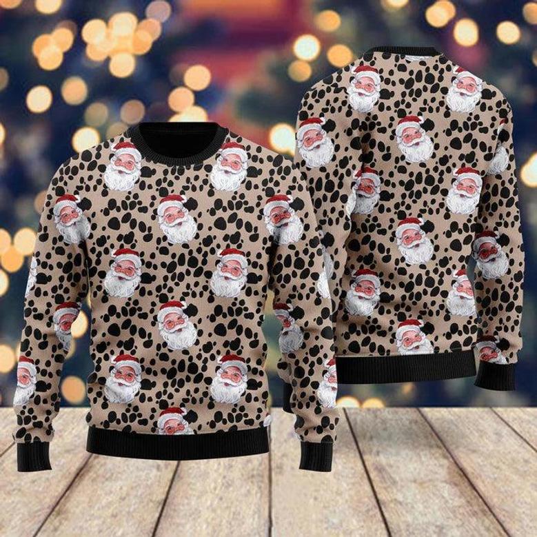 Funny Santa Dalmatian Pattern Ugly Christmas Sweater For Men & Women