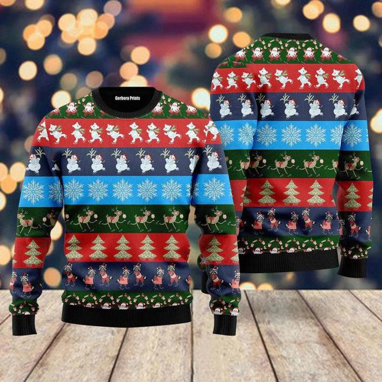 Funny Striped Christmas Pattern Ugly Christmas Sweater For Men & Women